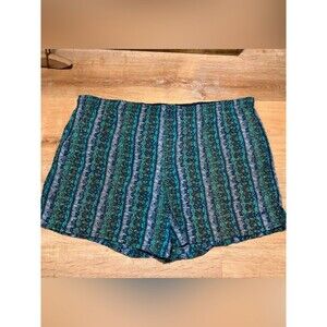 Vintage 80s Blue Aztec Abstract Print Swim Trunks With Lining
